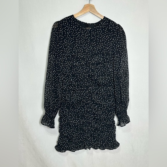 Vici Exclusive X Fate Mini Dress Longsleeve Black Sheer Lined Ruched - medium - Picture 3 of 5